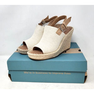 TOMS Women's Monica Wedge Sandal 6 Natural Hemp/Leather